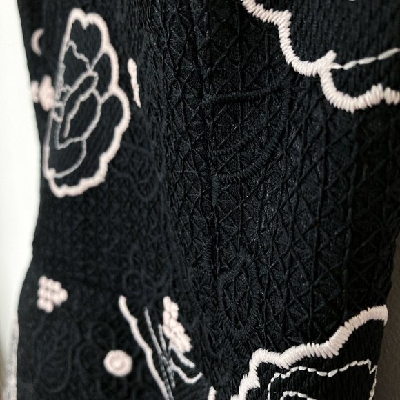 Topshop black mini dress with floral pattern - Size 10 - Picture 7 of 16